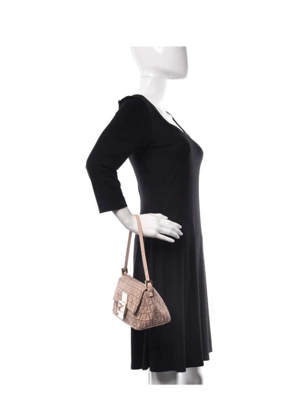Vintage FENDI - FENDI Zucchino Vitello Mini Mama Baguette Cipria - Pink Canvas - Picture 7 of 11